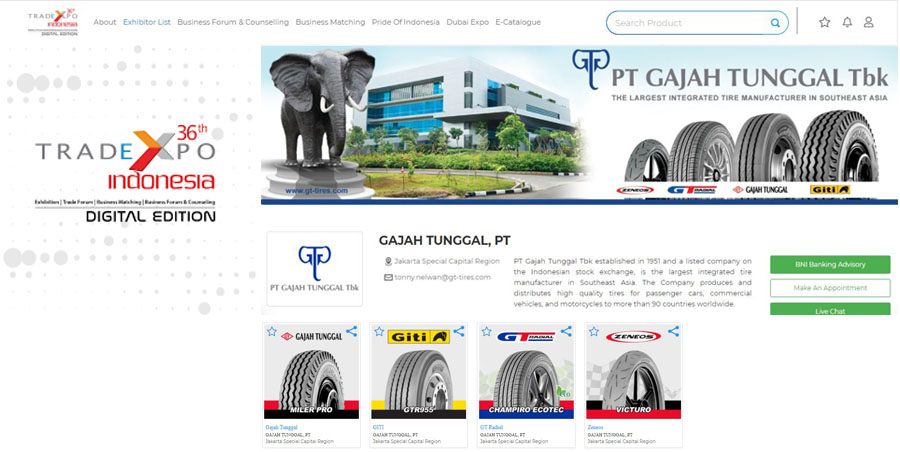 PT Gajah Tunggal Tbk, kembali berpartisipasi pada Trade Expo Indonesia Digital Edition ke-36 (21 Okt — 4 Nov 2021).